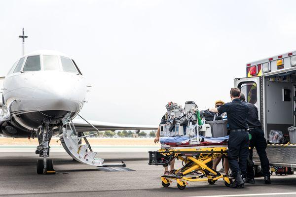 Falcon 50 loading up for a trans-Pacific medevac flight