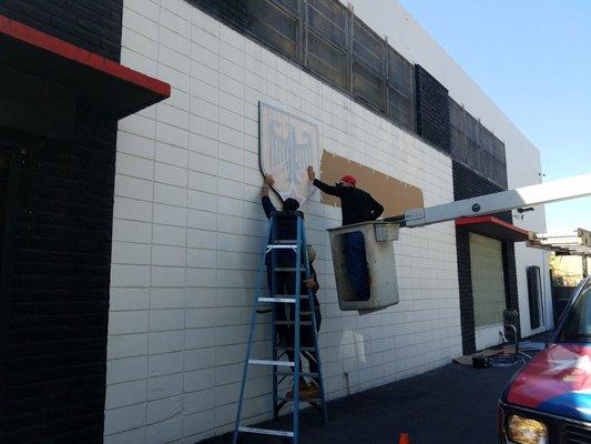 Sign installation at MasterClass Automotive