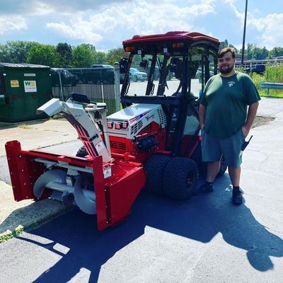 The first day of school at Yorkshire Pioneer CSD just got better with a Ventrac 4520Z, cab, and snowblower delivered by Bill.