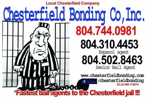 Chesterfield 8047440981 Bail Bonds Fastest Agents to the jail. www.chesterfieldbonding.com