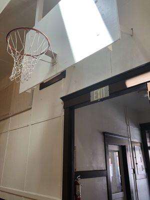 Saturday, June 1, 2019: basketball hoop at the Dayton Valley Community Center.