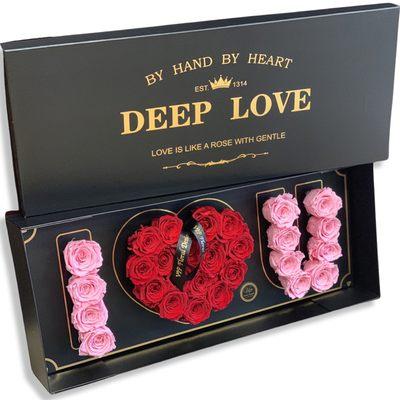 24-26 long-lasting red and pink roses in our exclusive presentation I love you box.