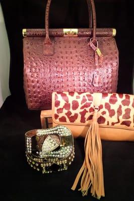 Leather handbags and belts!