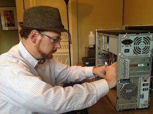 Me, repairing a desktop computer.