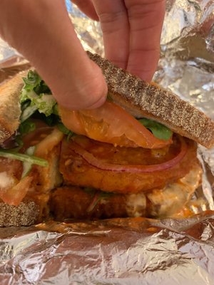 Buffalo "chicken" sandwich (I got mine on their ry bread, instead of the bun it comes with. Out of this world good!