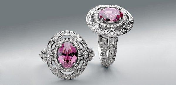 Engagement with a pink sapphire gem.