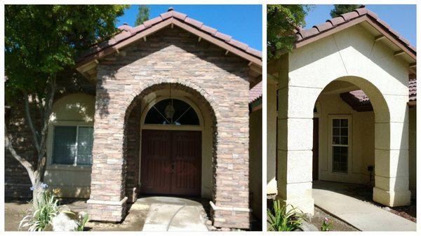 Exterior stone before and after!