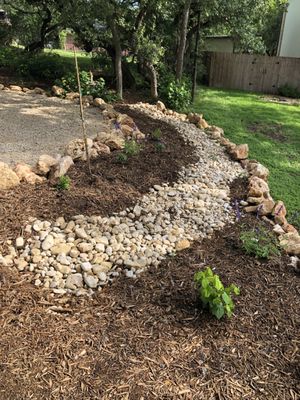 Rock/mulch combo with pollinators