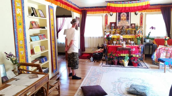 My friend admiring Rinpoche's Lineage and beautiful Alter