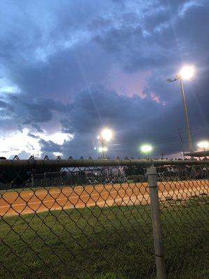 Waiting for the storm to pass!  #LadyTitansSoftball