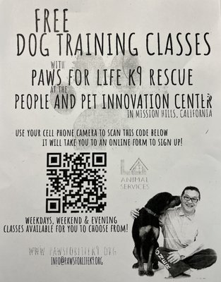 Free dog training classes