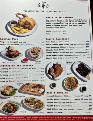 Menu #maxs #filipino