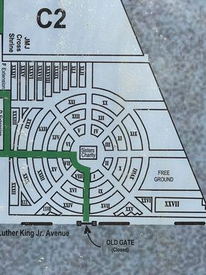 Map of oldest cemetery section established 1848