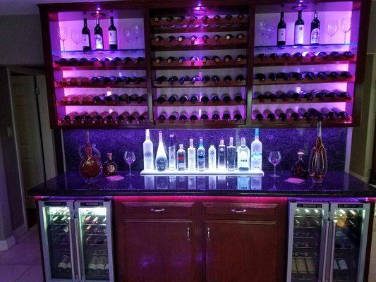 Custom led lighting for wine bar