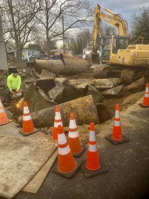 Multiple underground tanks being removed