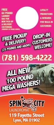 Calls us and enjoy the effortless washing 

Wash and Fold Service as low as $ 0.75 per Lb