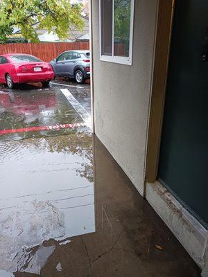 This is a small storm that was about 1 inch. If we get a good storm 2 to 3 inches the water comes up to the door!