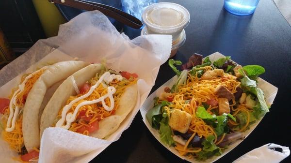 Tacos and side salad. Server's fave.