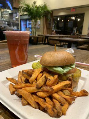 Baked Sweet Potato Fries with burger