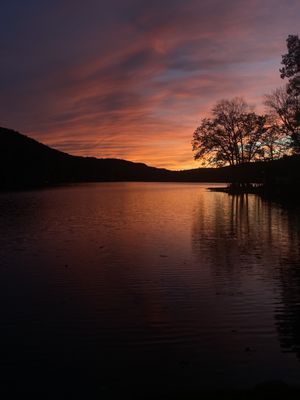 Classic sunset view of the lake