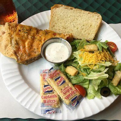 Southwestern Quiche, Side Salad and Homemade Bread