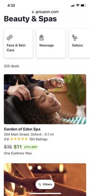 Current Groupon. Listing her usual price.