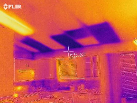 Thermal photos showing missing attic insulation