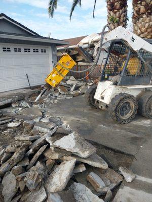 Demolishing the driveway