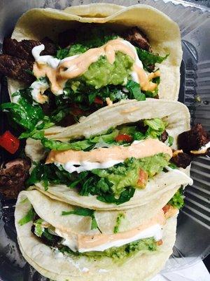 Steak tacos with any topping you want, can't get better than this