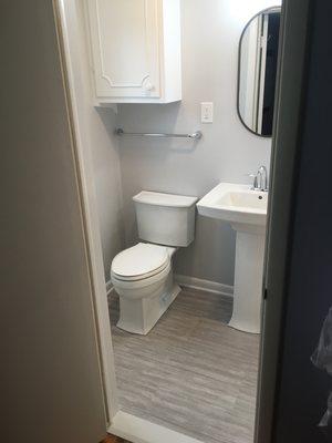 Main bath remodel with cabinet