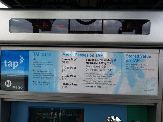 TAP Card machine fares - Sept. 2017