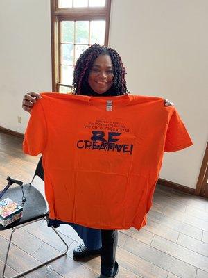 And the winner is..... proud winner of a BE! Creative Arts Center tee.