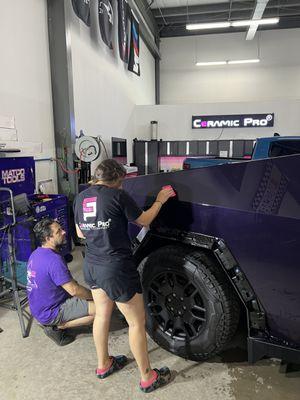 Installing color change Paint Protection Film on this Tesla CyberTruck.