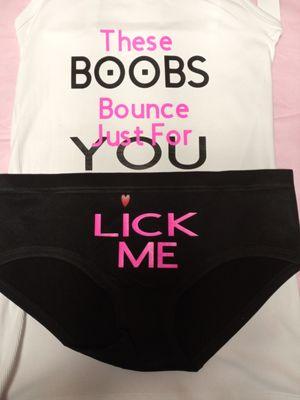 Vinyl shirt and panties for any special occasion.