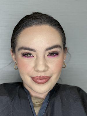 Soft glam with pop of pink