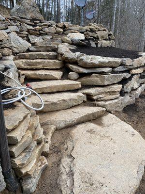 Boulder Walls and Steps Built