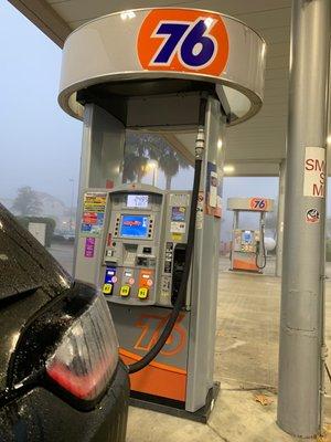 Gas on a foggy morning