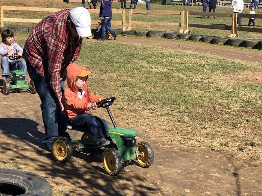 Mini tractor driving