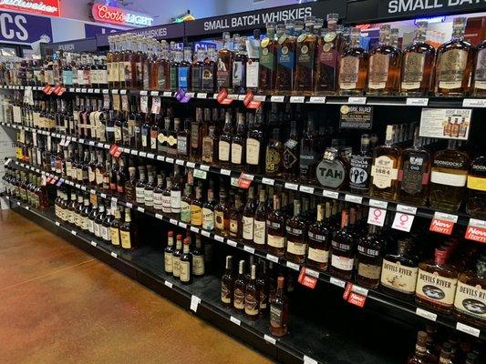 Large selection of bourbon and whiskey