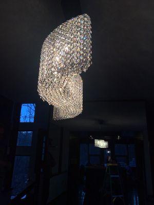 Another angle on a successful chandelier install.