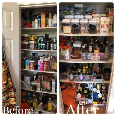 These are before and after pictures of the pantry project.