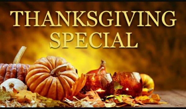 Bring your vehicle in during Thanksgiving week for a WASH AND HAND WAX for only $45!  Valid 11/21 to 11/26.  Walk-ins welcome!