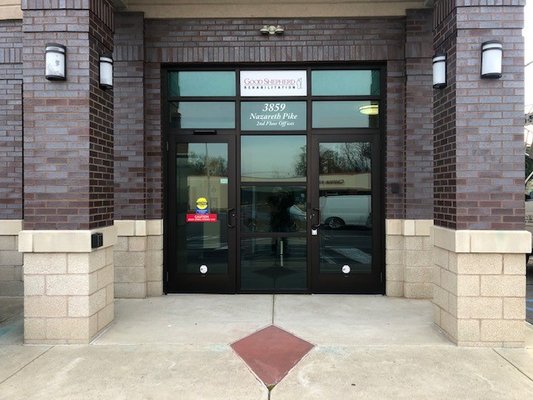 Front entrance to Good Shepherd Rehabilitation in Bethlehem Township