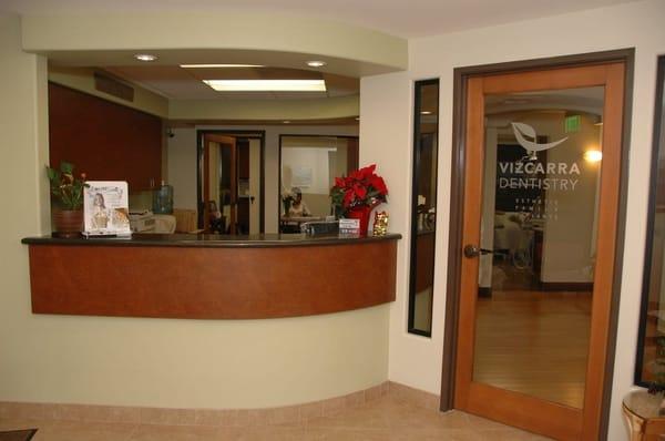 A view of the Front Desk and patient entryway