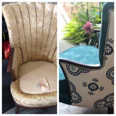 Antique chair Reupholstered