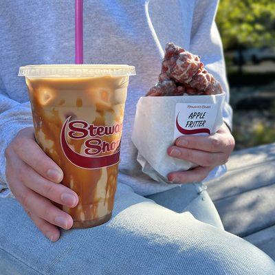 Iced Coffee & an Apple Fritter.