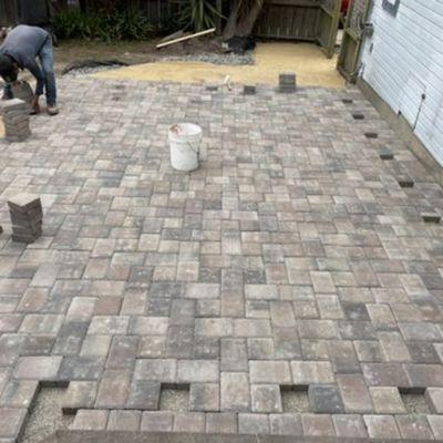 Installation of paver patio.