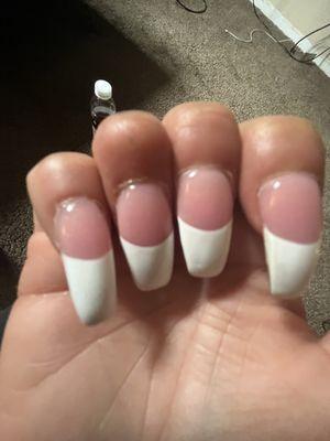 He didn't even shape them right and over did the acrylic it's so thick