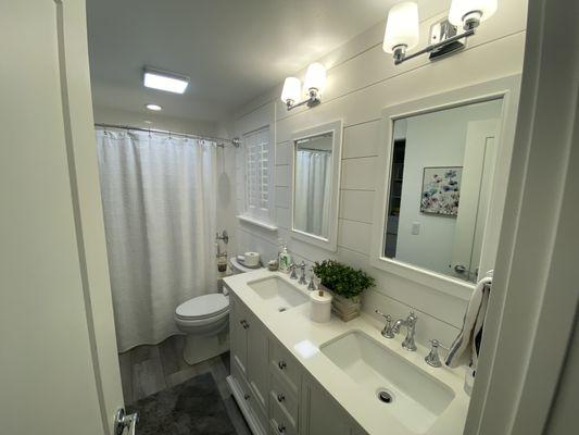 Primary bath with clients decor.