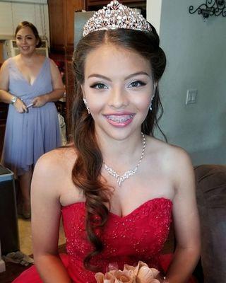 Beautiful Quinceanera and her glowing mother. Hair and makeup done by Melody.